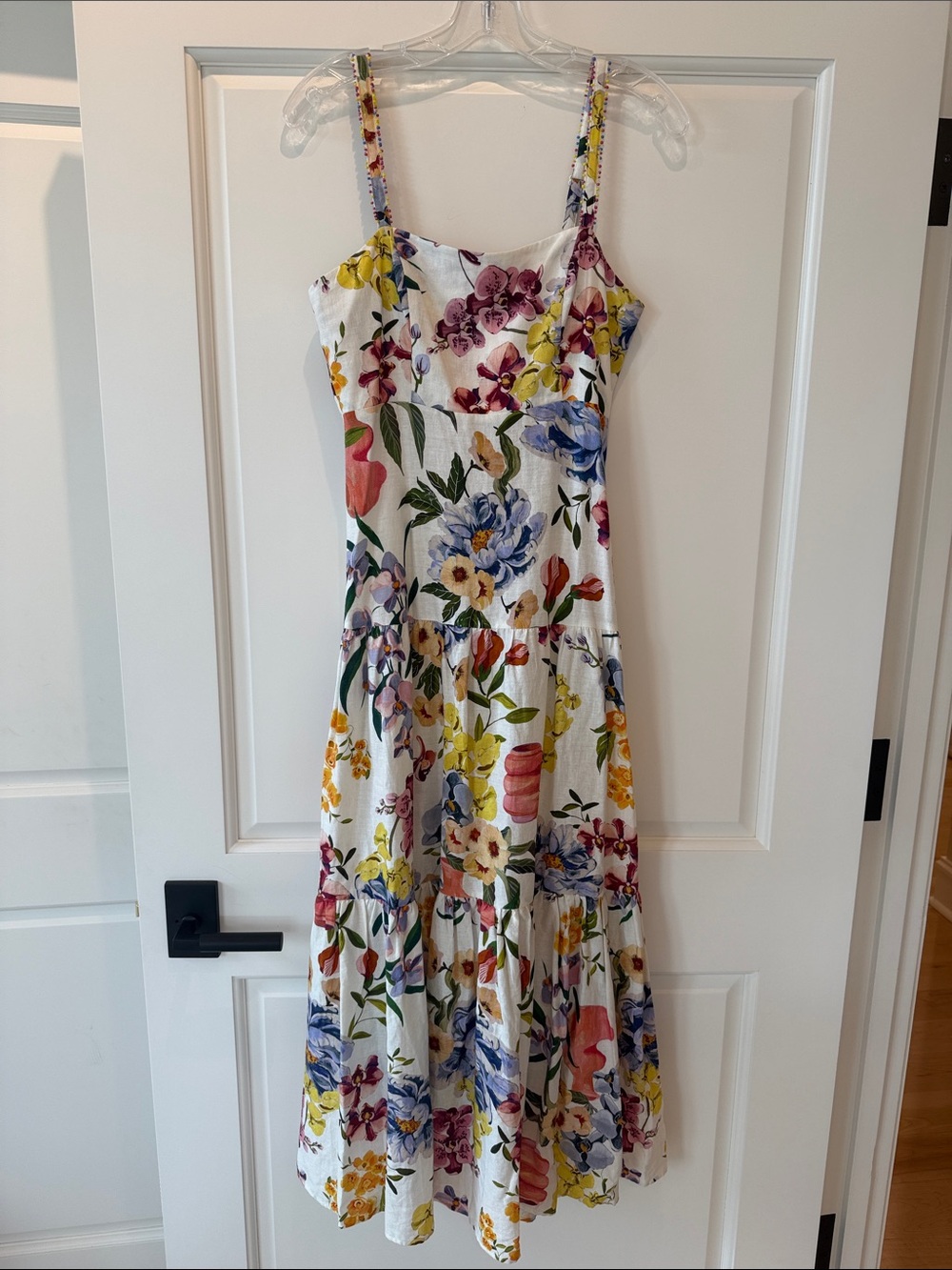 FARM Rio White Floral Midi Dress with Multicolor Blooms